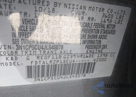 2018 Nissan Kicks S from USA, damaged, VIN 3N1CP5CU4JL545078